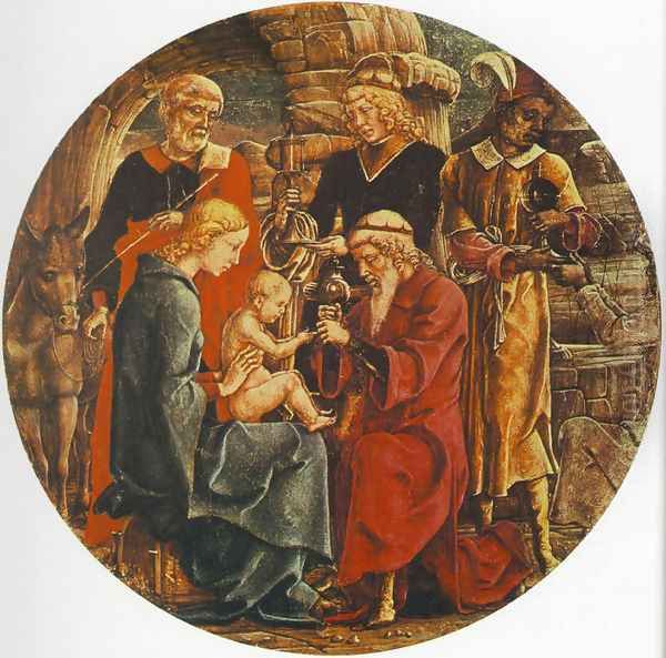 Adoration of the Magi (from the predella of the Roverella Polyptych) 1474 Oil Painting by Cosme Tura