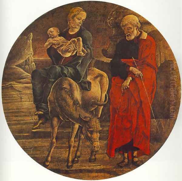 Flight to Egypt (from the predella of the Roverella Polyptych) 1474 Oil Painting by Cosme Tura