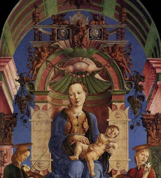 Madonna with the Child Enthroned (detail) 1474 Oil Painting by Cosme Tura