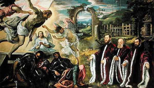 The Resurrection of Christ and a portrait of of three lawyers by Domenico Tintoretto