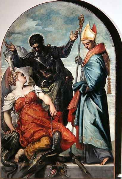 St. Louis, St. George and the Princess Oil Painting by Domenico Tintoretto