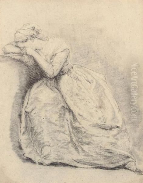 Study Of A Woman Weeping Oil Painting by Elisabeth Vigee-Lebrun