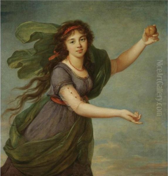 Portrait Of A Young Girl In The 
Guise Of Atalanta, Said To Be Jeanne Julie Louise Le Brun (1780-1809), 
The Artist's Daughter Oil Painting by Elisabeth Vigee-Lebrun