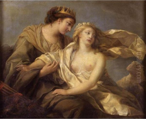 Innocence Taking Refuge In The Arms Of Justice Oil Painting by Elisabeth Vigee-Lebrun