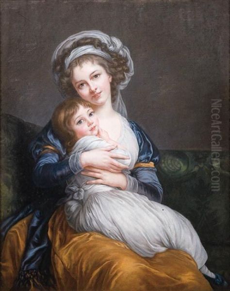 Selfportrait Of The Artist With Her Daughter Oil Painting by Elisabeth Vigee-Lebrun