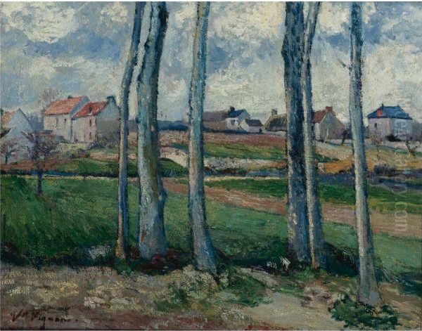 Village A Travers Les Arbres Oil Painting by Claude Vignon