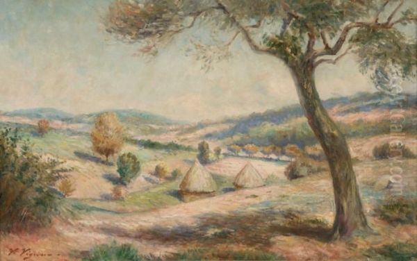 Paysage Aux Meules De Foin Oil Painting by Claude Vignon