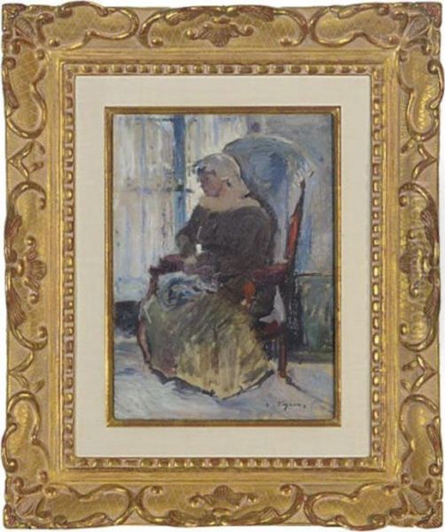 Lady Resting In A Chair By A Window Oil Painting by Claude Vignon