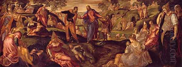 The Miracle of the Loaves and Fishes ca 1545 Oil Painting by Domenico Tintoretto