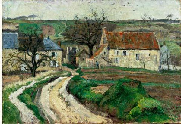 Paysage De L'oise, Le Chemin De La Ferme Oil Painting by Claude Vignon