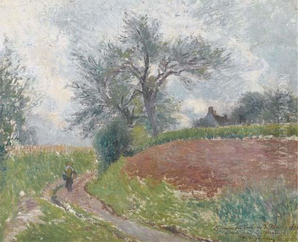 Paysage De Campagne, Le Promeneur Oil Painting by Claude Vignon