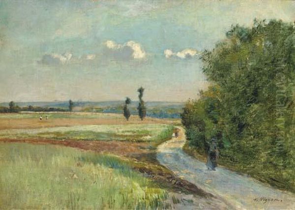 A Path In A Pastoral Landscape Oil Painting by Claude Vignon