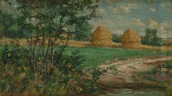 Haystacks Oil Painting by Claude Vignon