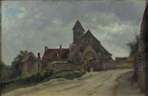 A Church In A Small Village Oil Painting by Claude Vignon