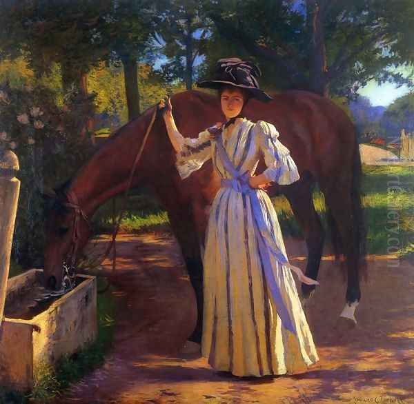 Girl and Horse Oil Painting by Edmund Charles Tarbell