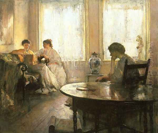 Three Girls Reading Oil Painting by Edmund Charles Tarbell