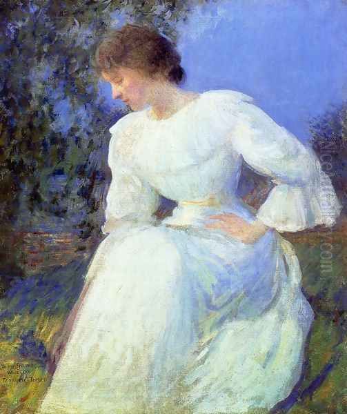 Woman in White, c. 1890 Oil Painting by Edmund Charles Tarbell