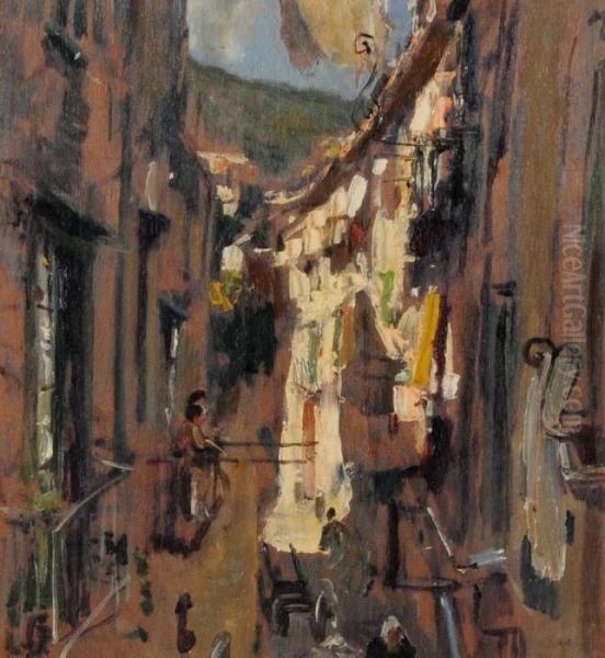 Vicolo Di Napoli Oil Painting by Gennaro Villani