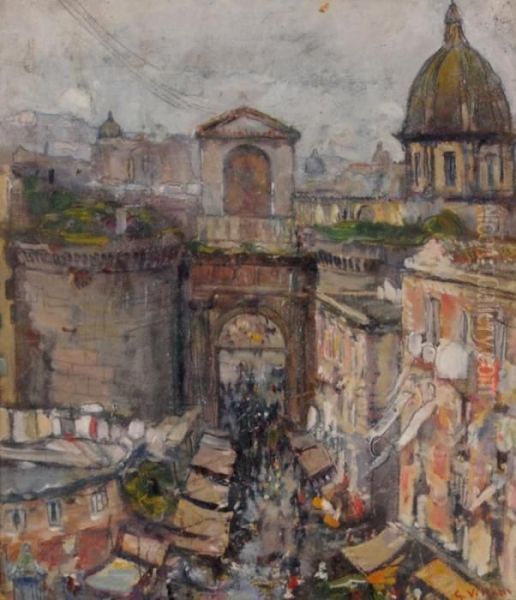 Napoli, Porta Capuana Oil Painting by Gennaro Villani