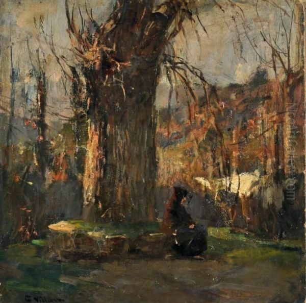 Paesaggio Con Figura Oil Painting by Gennaro Villani