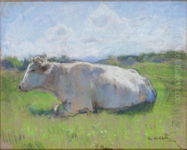 Mucca A Riposo Oil Painting by Gennaro Villani