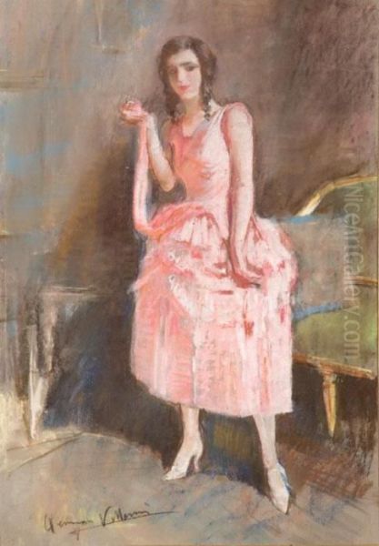 La Dama In Rosa Oil Painting by Gennaro Villani