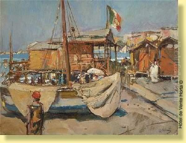 Vue D'un Port En Italie Oil Painting by Gennaro Villani