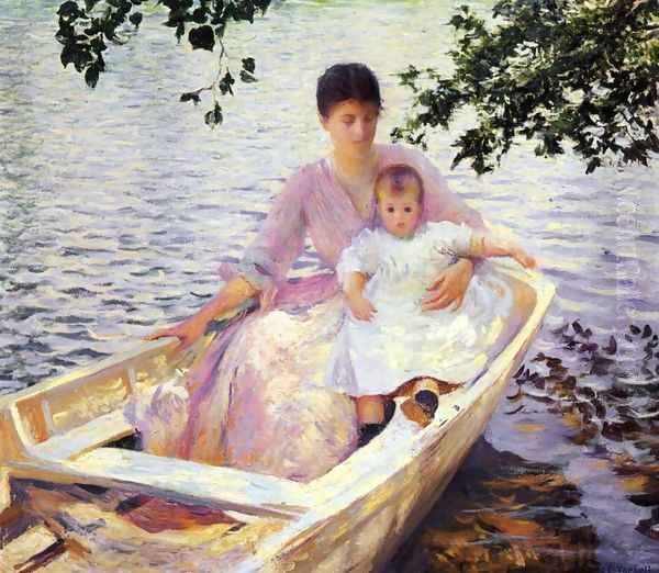 Mother and Child in a Boat, 1892 Oil Painting by Edmund Charles Tarbell