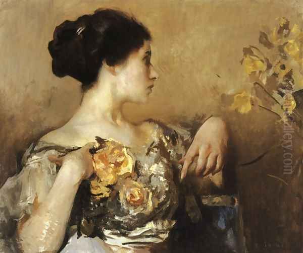 Lady with a Corsage Oil Painting by Edmund Charles Tarbell