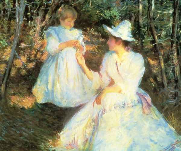 Mother and Child in Pine Woods, c.1893 Oil Painting by Edmund Charles Tarbell