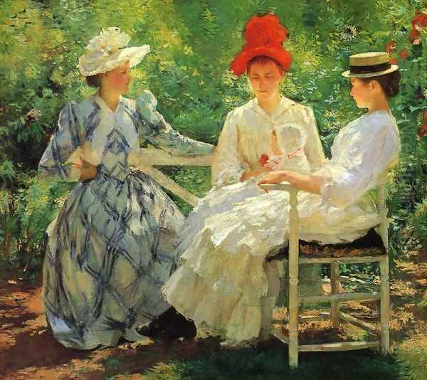 In a Garden Oil Painting by Edmund Charles Tarbell