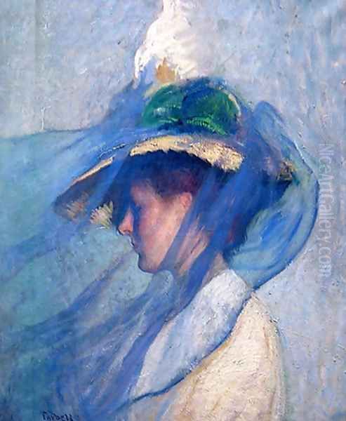 The Blue Veil Oil Painting by Edmund Charles Tarbell