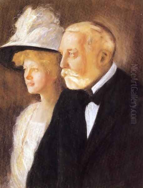 Study for Portrait of Henry Clay Frick and His Daughter, Helen Oil Painting by Edmund Charles Tarbell