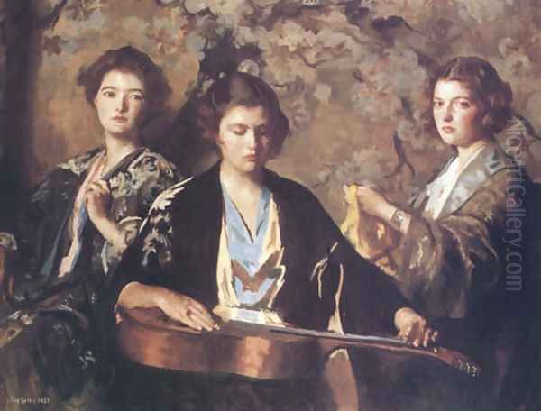 My Three Granddaughters Oil Painting by Edmund Charles Tarbell