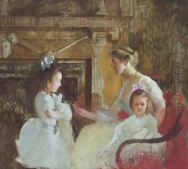 Mrs. George Putnam and Her Daughters Oil Painting by Edmund Charles Tarbell