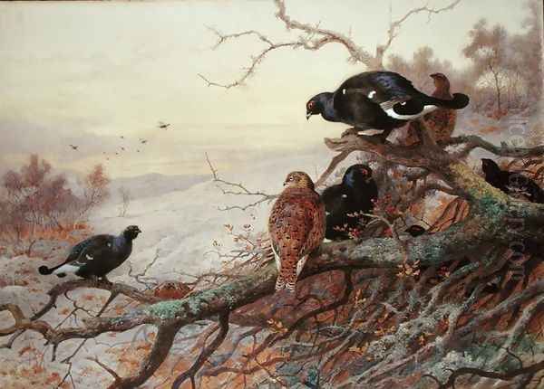 Blackgame in Winter Oil Painting by Archibald Thorburn