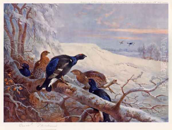 Blackgame in Winter 2 Oil Painting by Archibald Thorburn