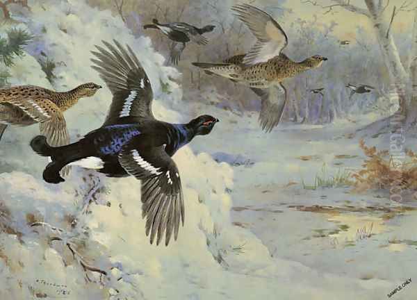 Through the Snowy Coverts Oil Painting by Archibald Thorburn