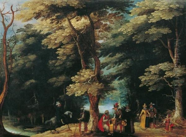 Waldlandschaft Mitedelleuten Und Orientalischen Handlern Oil Painting by David Vinckboons