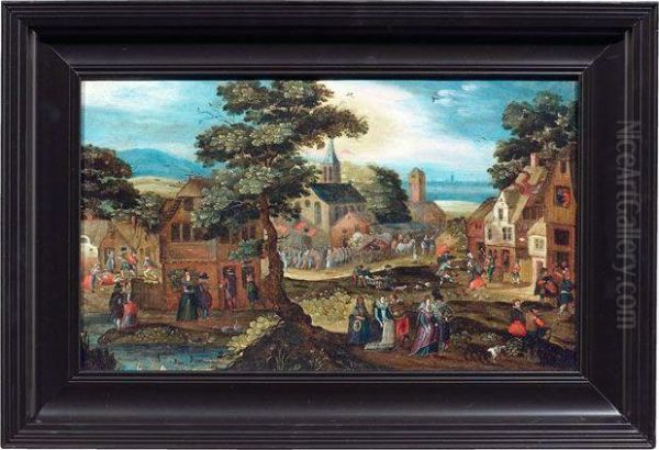 Dorflandschaft Mit Feiner Gesellschaft Oil Painting by David Vinckboons