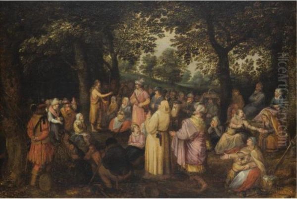 Saint John The Baptist Preaching In The Wilderness Oil Painting by David Vinckboons