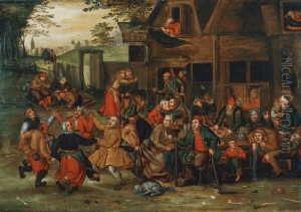 Nachfolge Die Bauernkirmes. Ol 
Auf Holz. H 27; B 38 Cm. Nach Einer Auf P. Brueghel D. A. Zuruckgehenden
 Komposition Oil Painting by David Vinckboons