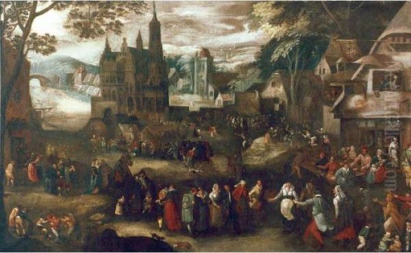 A Village Kermesse Oil Painting by David Vinckboons