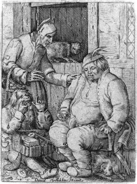 Peddler Couple Selling A Mouth-harp (holl. 19) Oil Painting by David Vinckboons