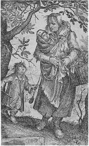 Beggarwoman With Two Children (holl.3) Oil Painting by David Vinckboons