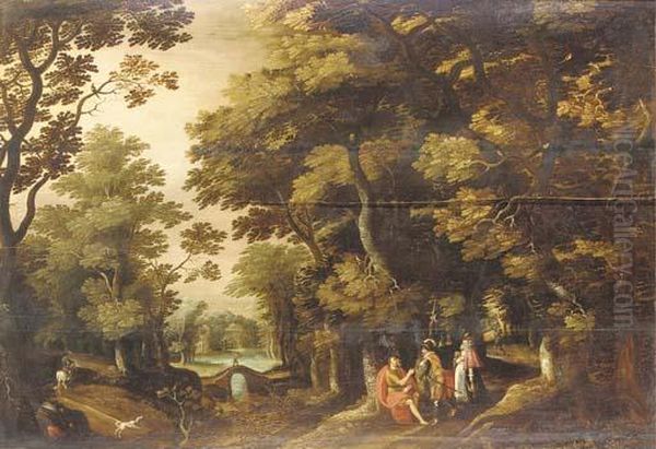 A Wooded Landscape With Saint John The Baptist In The Wilderness Oil Painting by David Vinckboons