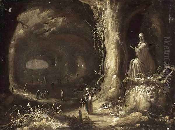 Interior Of A Grotto Oil Painting by Rombout Van Troyen