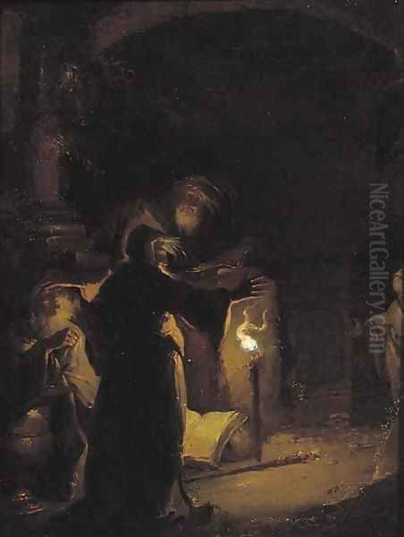 Witchcraft in an archway Oil Painting by Rombout Van Troyen