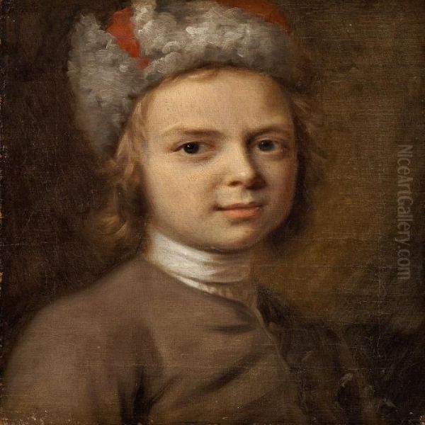 Young Man With A Fur Hat Oil Painting by Jacob Ferdinand Voet