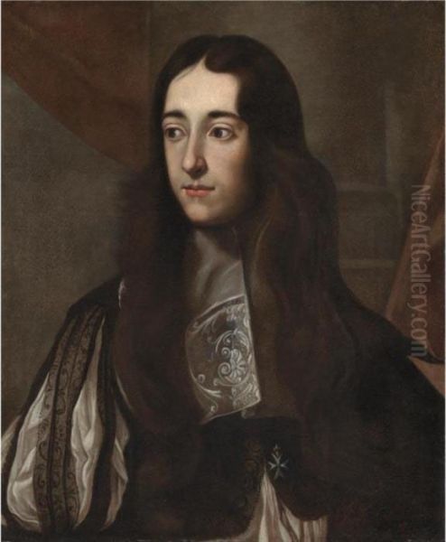 Portrait Of A Nobleman, Half 
Length, Wearing A Black Costume With Slashed Sleeves And The Cross Of 
The Knights Of Malta Oil Painting by Jacob Ferdinand Voet